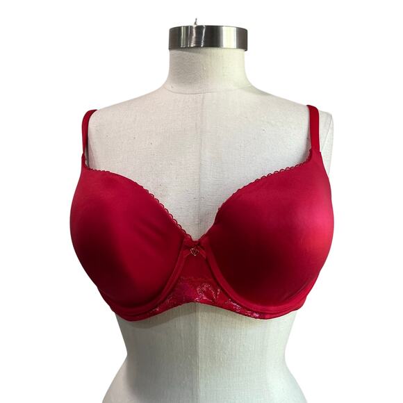 Victoria’s Secret Bra 38D Body by Victoria Lined Demi Red Push Up Lace Underwire - Picture 2 of 8